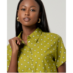 Chemisier long manches courtes Vert MIKA126 - Surkana
