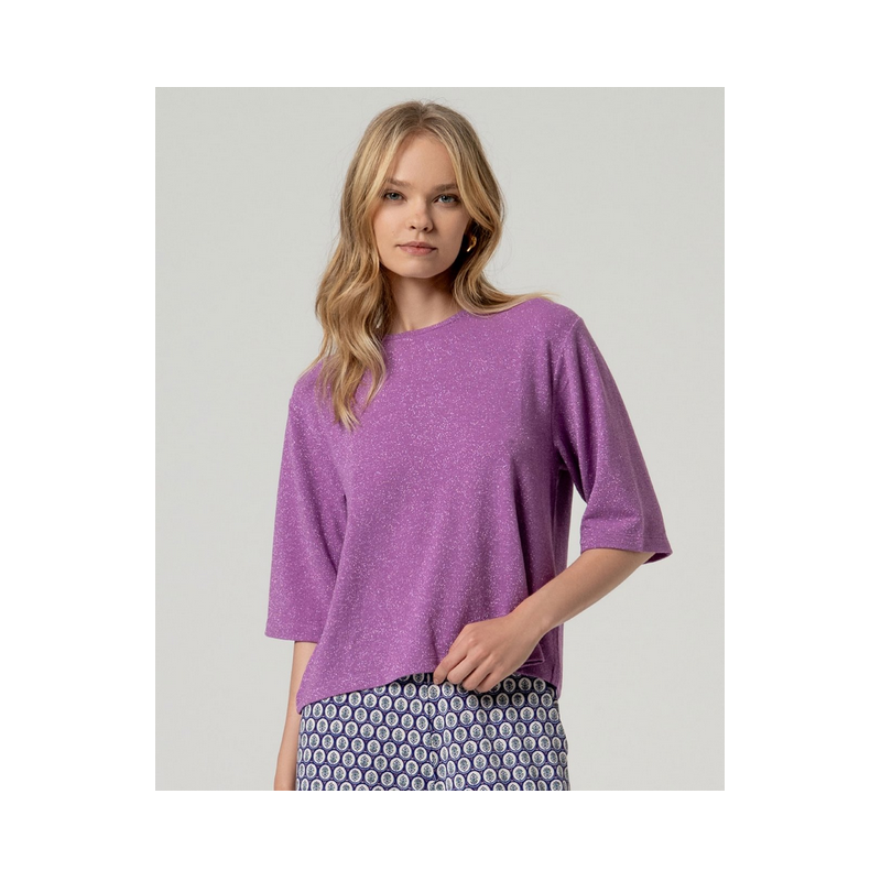T-shirt en lurex Mauve BAYO012 - Surkana
