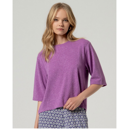 T-shirt en lurex Mauve poudré BAYO012   - Surkana - Achat en ligne - Jaines