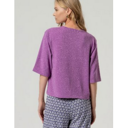 T-shirt en lurex Mauve BAYO012 - Surkana