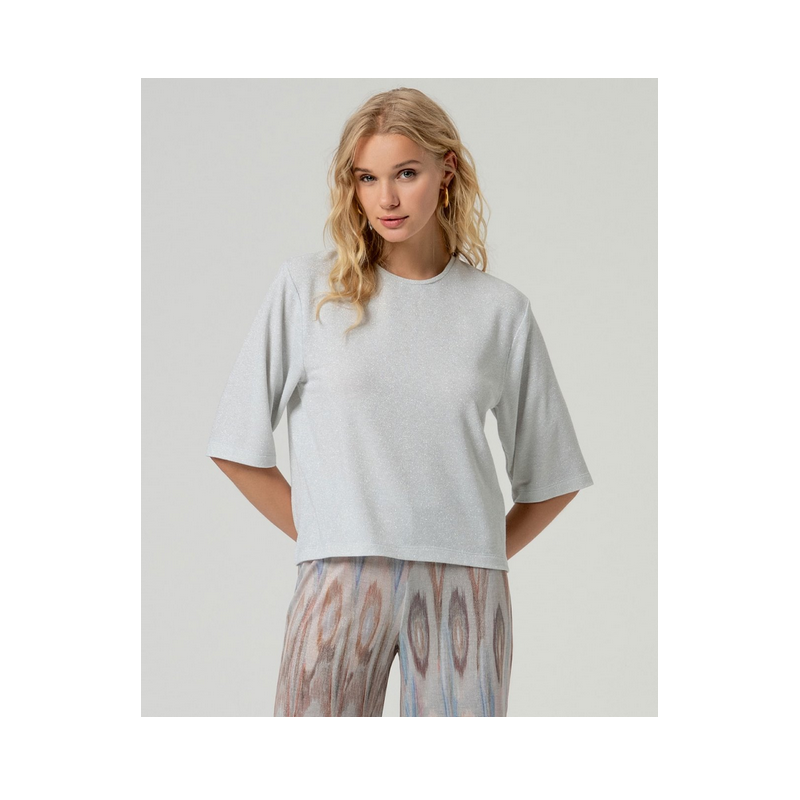 T-shirt en lurex Argent BAYO012 - Surkana