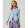 Cardigan col V Bleu poussière INKO332 - Surkana