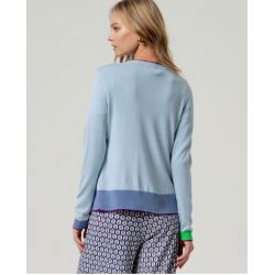 Cardigan col V Bleu poussière INKO332 - Surkana