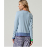 Cardigan col V Bleu poussière INKO332 - Surkana