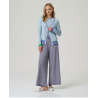 Cardigan col V Bleu poussière INKO332 - Surkana