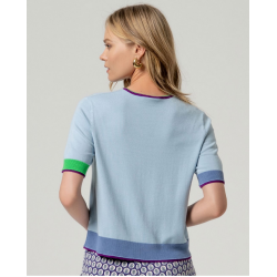 Pull manches courtes Bleu poussière INKO231 - Surkana