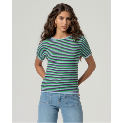 Pull manches courtes rayé Bleu ciel HIDO232- Surkana - Achat en ligne - Jaines