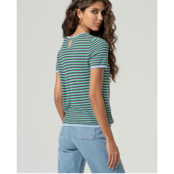 Pull manches courtes rayé Bleu ciel HIDO232- Surkana - Achat en ligne - Jaines