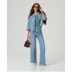 Pull manches courtes rayé Bleu ciel HIDO232- Surkana - Achat en ligne - Jaines