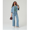 Pull manches courtes rayé Bleu ciel HIDO232- Surkana - Achat en ligne - Jaines