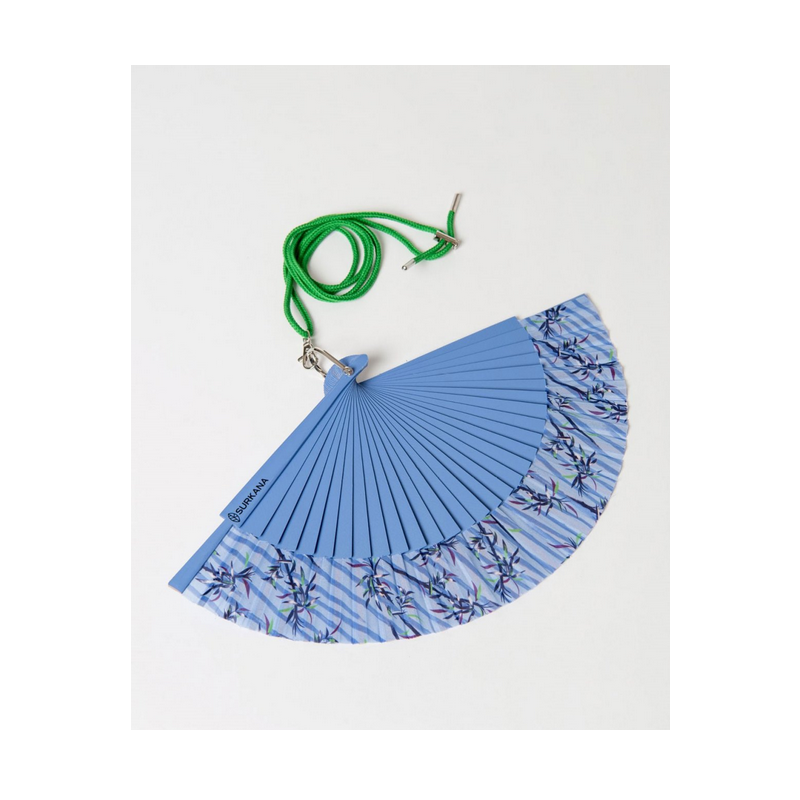 Éventail imprimé avec cordon BARE921 Bleu - Surkana - Achat en ligne - Jaines