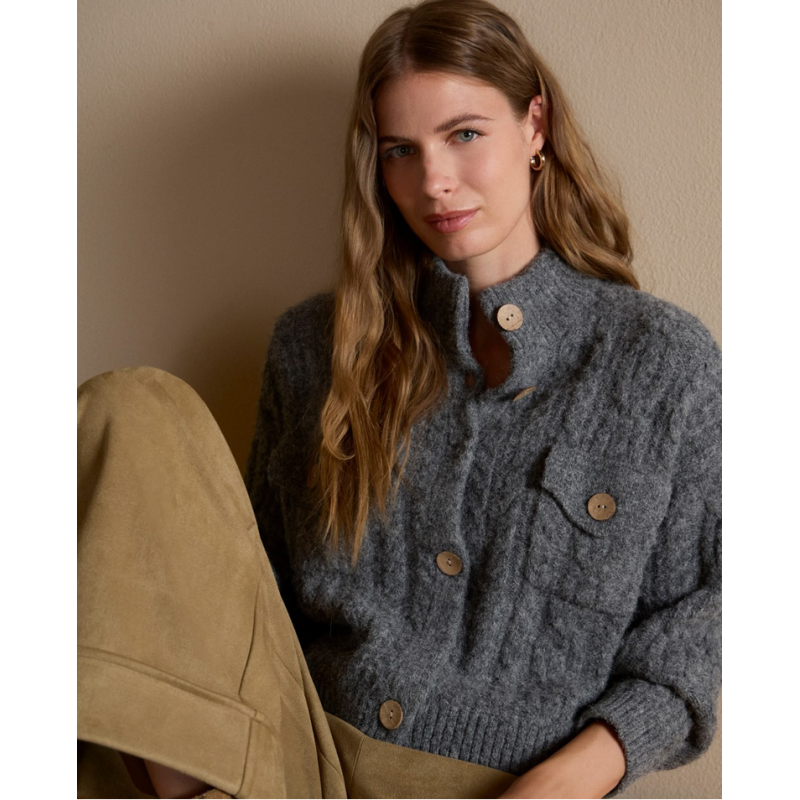 Cardigan torsadé Gris NIAR333 - Surkana