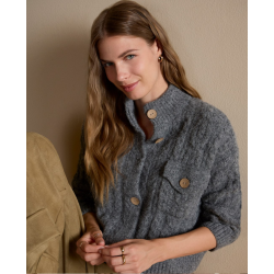 Cardigan torsadé Gris NIAR333 - Surkana
