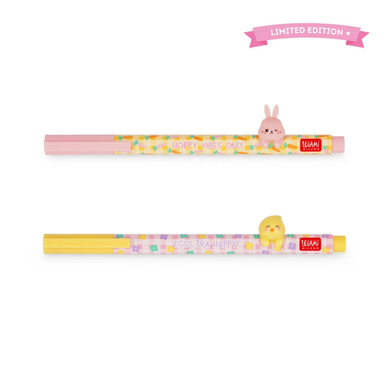Set de 2 Stylos à Encre Gel avec Animal Décoratif - Lovely Friends - Hoppy Easter - Legami