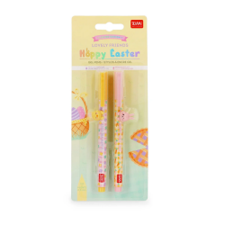 Set de 2 Stylos à Encre Gel avec Animal Décoratif - Lovely Friends - Hoppy Easter - Legami