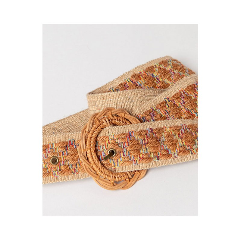 Ceinture en raphia avec boucle en osier Camel BEVI421 - Surkana