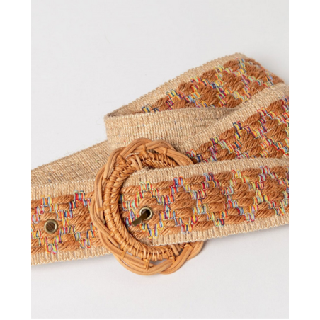 Ceinture en raphia avec boucle en osier Camel BEVI421 - Surkana - Achat en ligne - Jaines