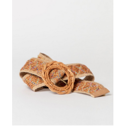Ceinture en raphia avec boucle en osier Camel BEVI421 - Surkana