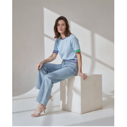 Pantalon à jambes larges Bleu ciel INDE521- Surkana
