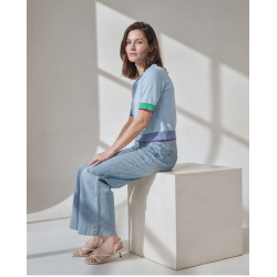 Pantalon à jambes larges Bleu ciel INDE521- Surkana