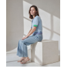 Pantalon à jambes larges Bleu ciel INDE521- Surkana