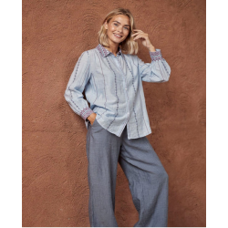 Chemise manches larges 3/4 Bleu ciel INLO123 - Surkana