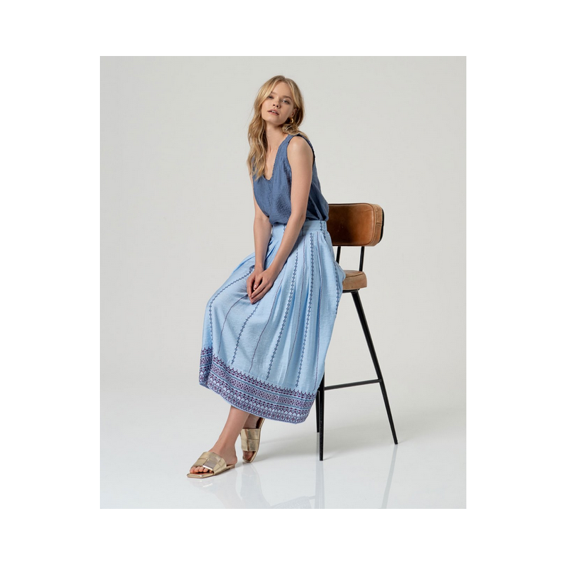 Maxi jupe Bleu ciel INLO625 - Surkana - Achat en ligne - Jaines