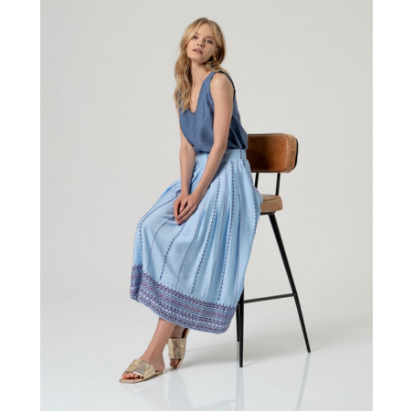 Maxi jupe Bleu ciel INLO625 - Surkana - Achat en ligne - Jaines