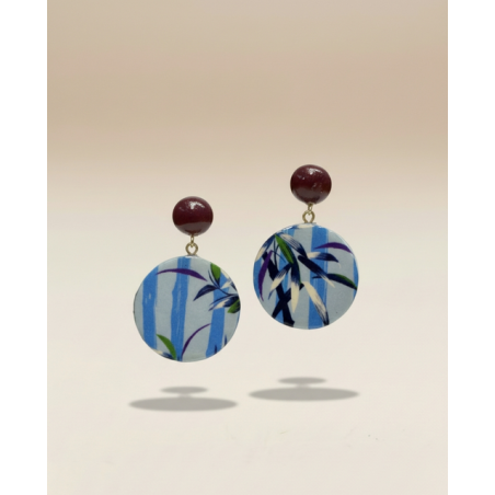 Boucle d’oreille cercle à motif Bleu ciel CEBU302 - Surkana - Achat en ligne - Jaines
