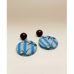Boucle d’oreille cercle à motif Bleu ciel CEBU302 - Surkana