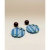 Boucle d’oreille cercle à motif Bleu ciel CEBU302 - Surkana