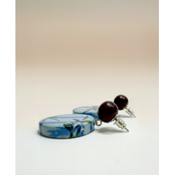 Boucle d’oreille cercle à motif Bleu ciel CEBU302 - Surkana