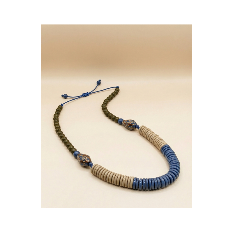 Collier à imprimé fleur bleue Bleu ciel CEBU108 - Surkana