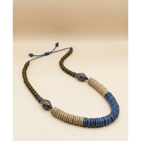 Collier à imprimé fleur bleue Bleu ciel CEBU108 - Surkana - Achat en ligne - Jaines