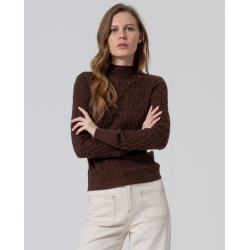 Pull torsadé Chocolat -...