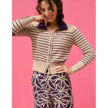 Gilet rayures col polo HAZEL - Princesse Nomade - Achat en ligne - Jaines