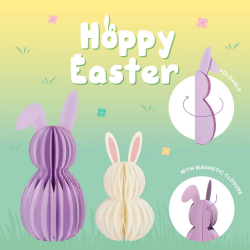 Set de 2 Petits Lapins Pliables en Papier - Hoppy Easter- Legami - Achat en ligne - Jaines
