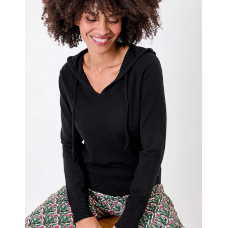 Pull à capuche Warren noir - La Fiancée - Achat en ligne - Jaines