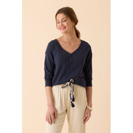 Pull Zig Zag DP261 Marine - Diplodocus - Achat en ligne - Jaines
