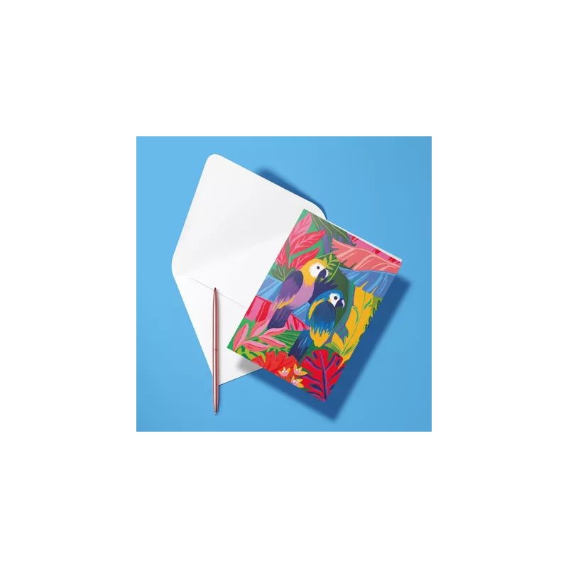 Carte Perroquets tropicaux - HELLO COULEUR