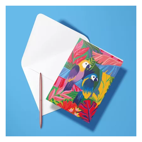 Carte Perroquets tropicaux - HELLO COULEUR - Achat en ligne - Jaines