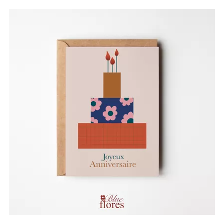 Carte Joyeux anniversaire- Blueflores - Achat en ligne - Jaines