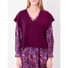 Pull V ouvert Lanna prune AFPS2508 - La Fiancée