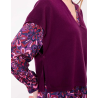 Pull V ouvert Lanna prune AFPS2508 - La Fiancée