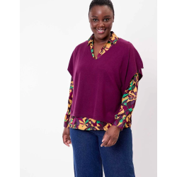 Pull V ouvert Lanna prune AFPS2508 - La Fiancée