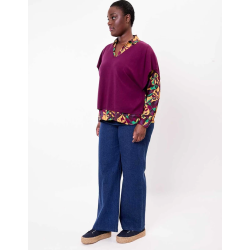 Pull V ouvert Lanna prune AFPS2508 - La Fiancée