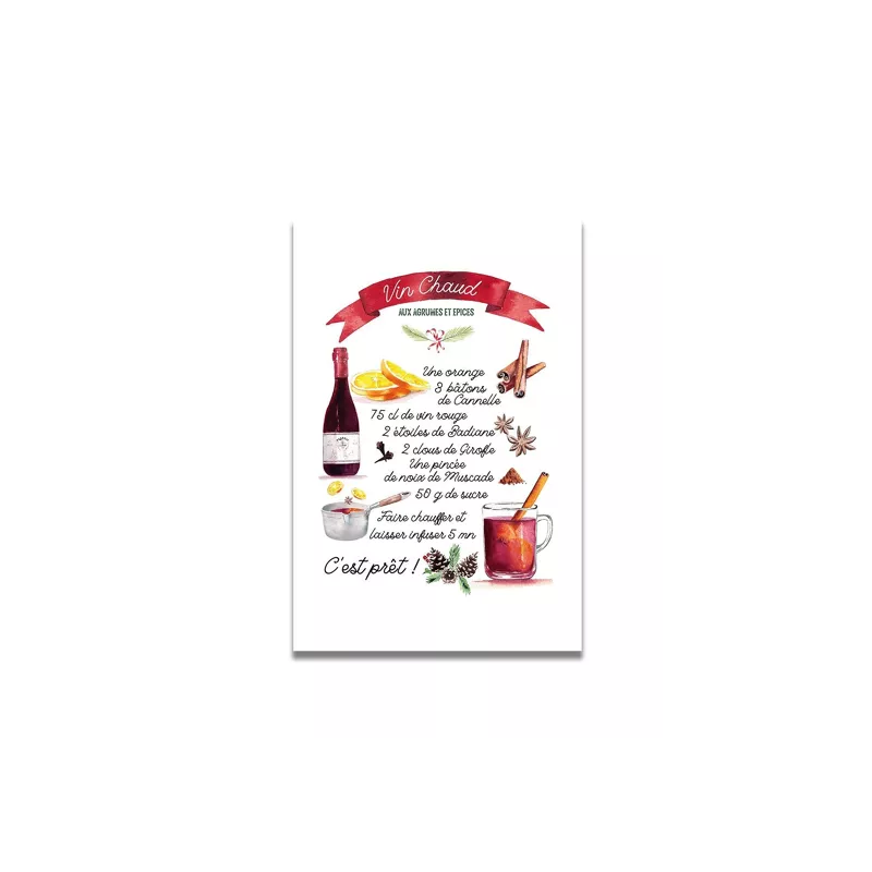Carte Aquarelle VIN CHAUD DE NOËL- Les rêves de Caro - Achat en ligne - Jaines