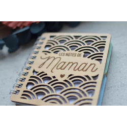 Carnet bois gravé Les notes de Maman - ATELIER PETITE CHOSE