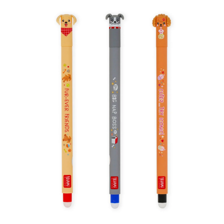 Set de 3 Stylos Encre Gel Effaçable Fur-ever Friends - Erasable Pen- Legami - Achat en ligne - Jaines