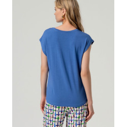 T-shirt col en V Bleu BABO014 - Surkana - Achat en ligne - Jaines